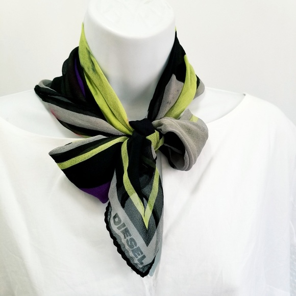 Diesel Accessories - Diesel scarf black lime green purple